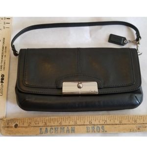 Coach “Kristin” Black Leather Flap Wristlet